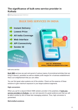 The significance of bulk sms service provider in Kolkata