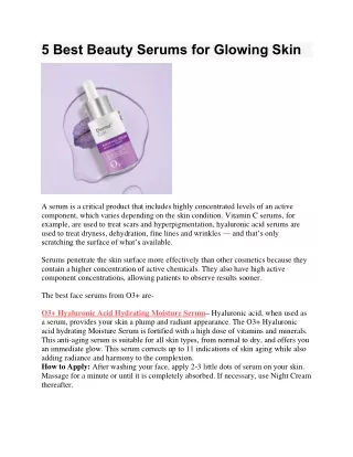 5 Best Beauty Serums for Glowing Skin