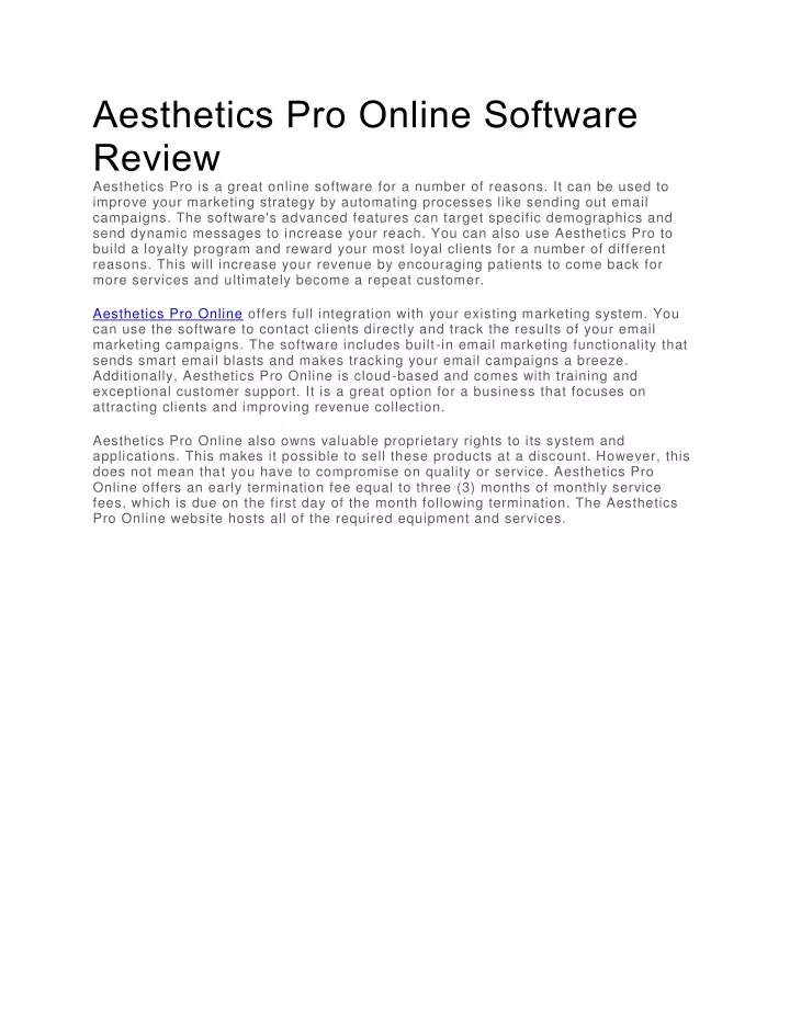 aesthetics pro online software review aesthetics