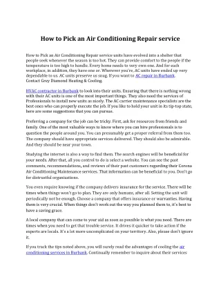 How to Pick an Air Conditioning Repair service
