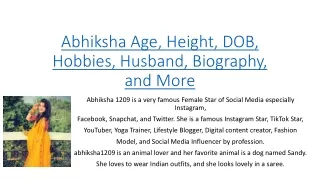 Abhiksha Age, Height, DOB, Hobbies