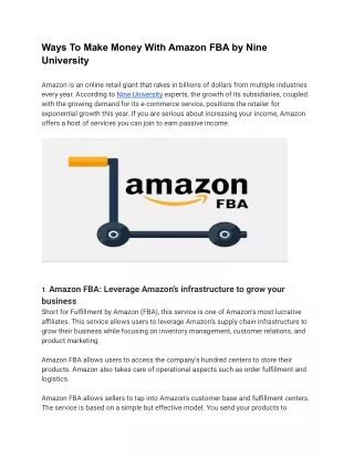 ways to make money with amazon fba by nine