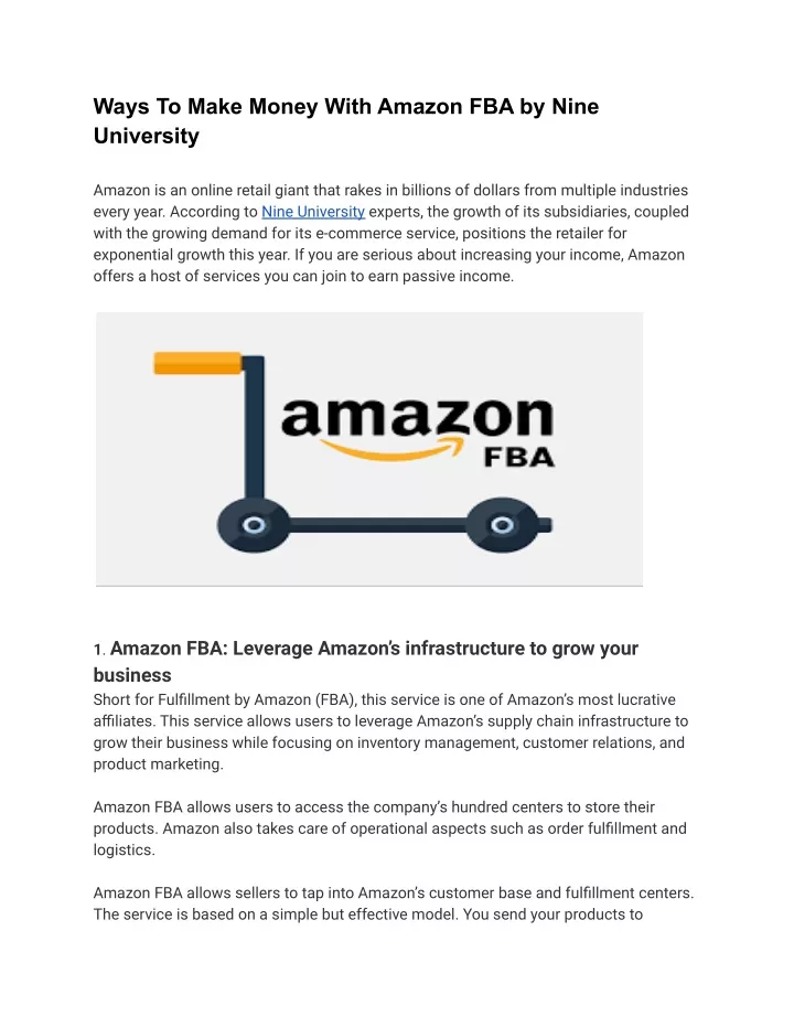 ways to make money with amazon fba by nine