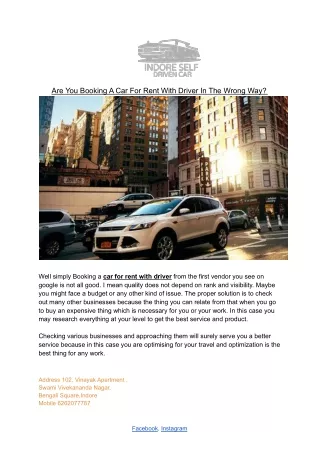 Are You Booking A Car For Rent With Driver In The Wrong Way