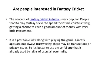 Are people interested in Fantasy Cricket