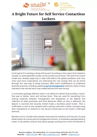 A Bright Future for Self Service Contactless Lockers
