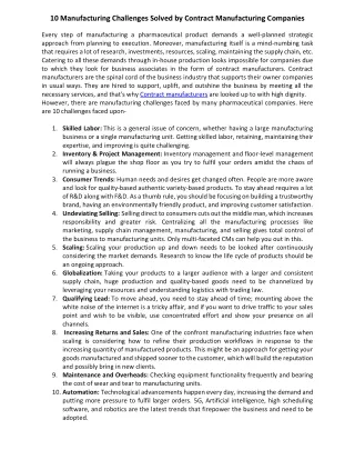 10 manufacturing challenges solved by contract