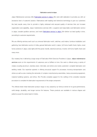 fabrication service in jaipur jaipur maintenance