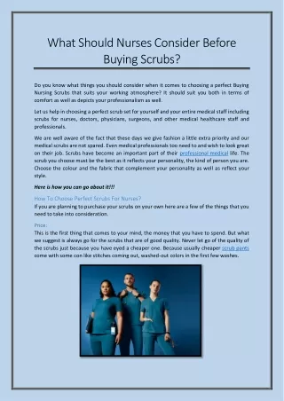 What Should Nurses Consider Before Buying Scrubs?