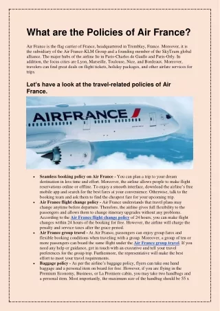 What are the Policies of Air France
