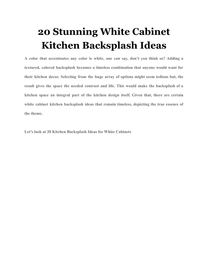20 stunning white cabinet kitchen backsplash ideas