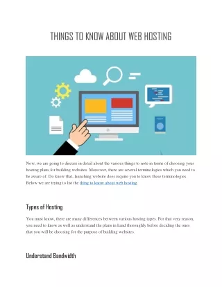 Thing to Know about Web Hosting