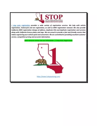 DMV Services Online Fast and Affordable  1 Stop Auto Registration