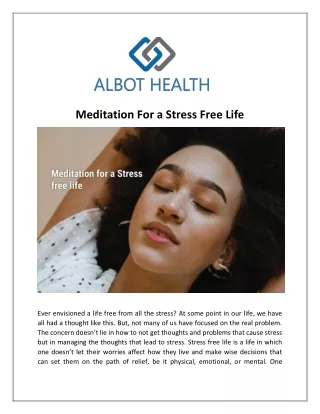 Meditation For a Stress Free Life