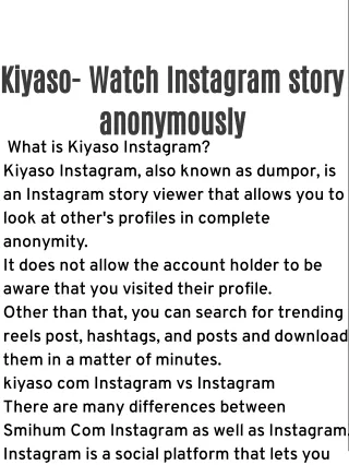 Kiyaso- Watch Instagram story anonymously
