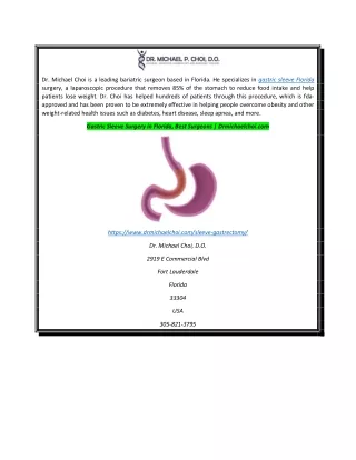 Gastric Sleeve Surgery in Florida, Best Surgeons  Drmichaelchoi.com