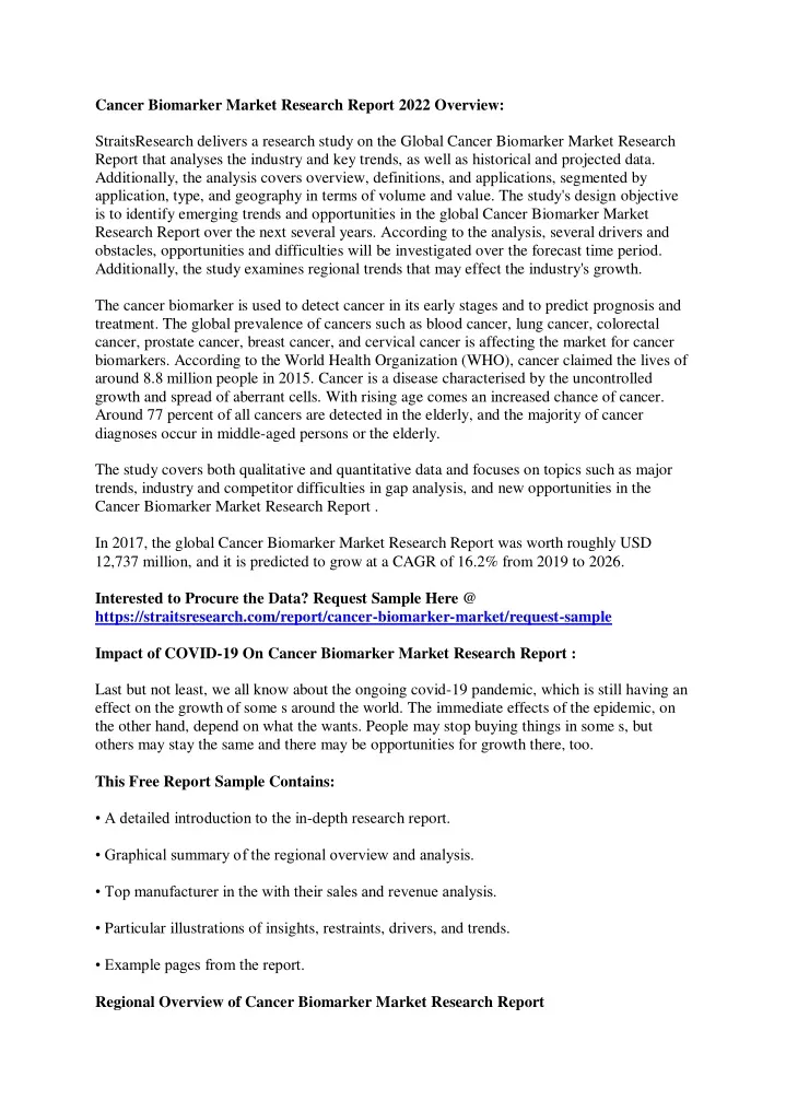 cancer biomarker market research report 2022