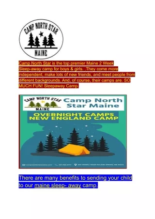 camp north star is the top premier maine 2 week