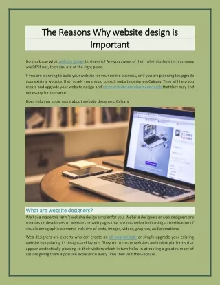 The Reasons Why website design is Important
