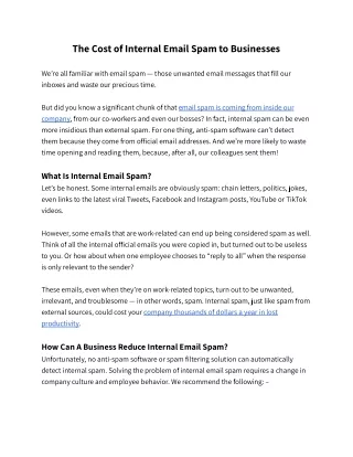 The Cost of Internal Email Spam to Businesses