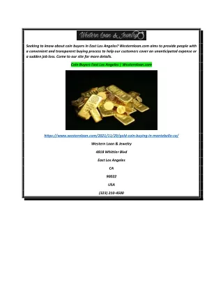 Coin Buyers East Los Angeles  Westernloan.com