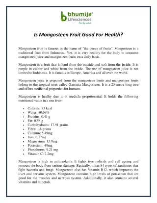 Is Mangosteen Fruit Good For Health