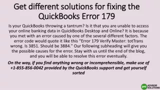 get different solutions for fixing the quickbooks error 179