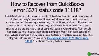 how to recover from quickbooks error 3371 status code 11118