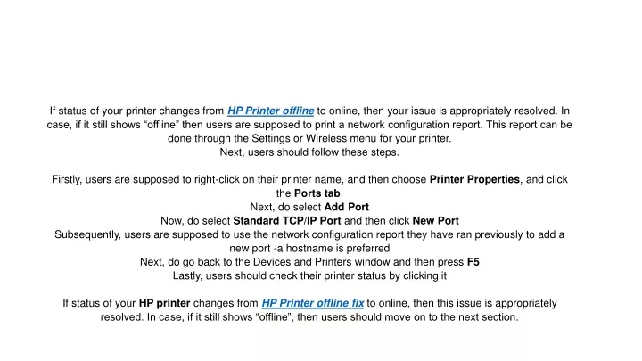 if status of your printer changes from hp printer