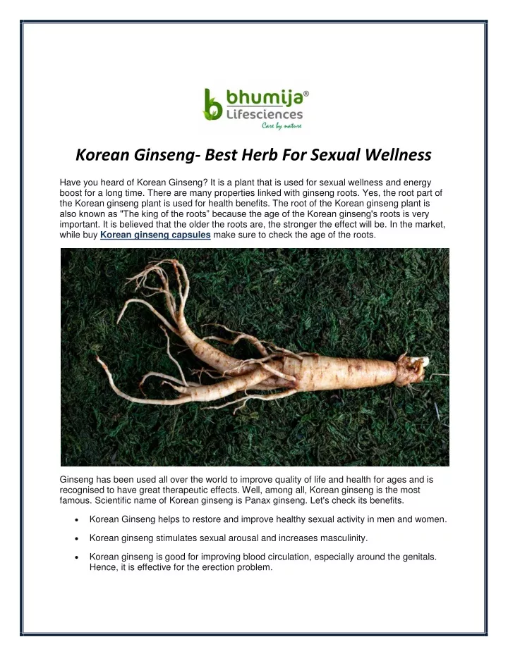 korean ginseng best herb for sexual wellness