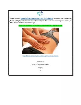 Spinal Decompression Cost In Calgary  Drrontoma.com  Drrontoma.com