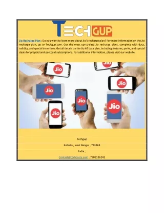 Jio Recharge Plan | Techgup.com