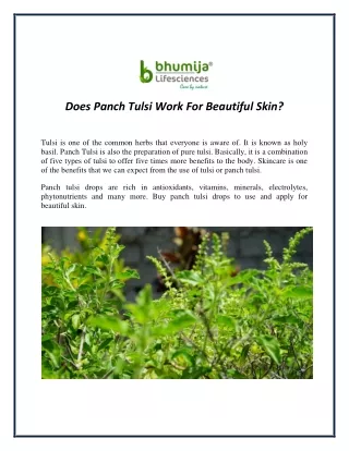 Does Panch Tulsi Work For Beautiful Skin