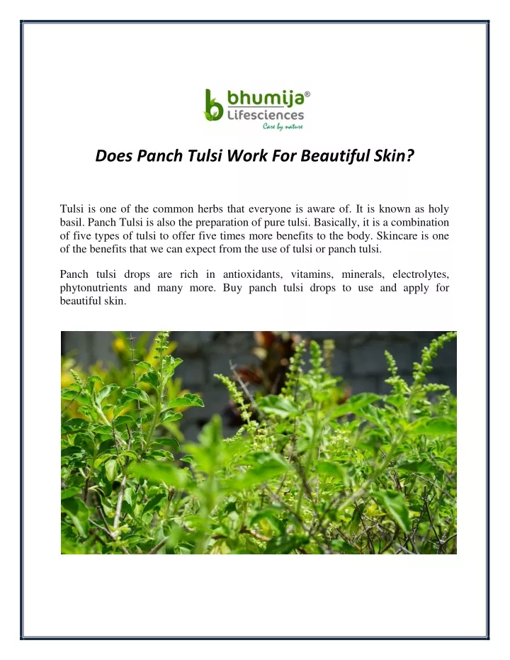 does panch tulsi work for beautiful skin