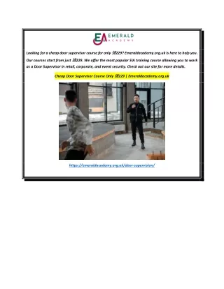 Cheap Door Supervisor Course Only 拢229  Emeraldacademy.org.uk
