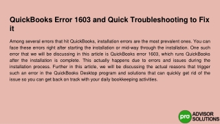quickbooks error 1603 and quick troubleshooting to fix it