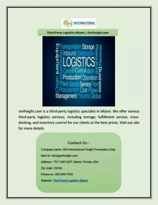 third party logistics miami gmfreight com