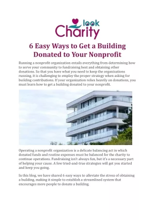 6 easy ways to get a building donated to your