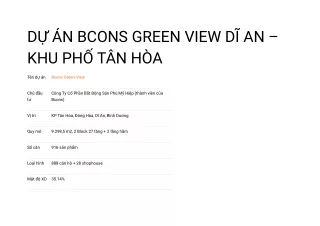 Bcons Green View Tân Hòa - Dự án thứ 4 của Bcons tại Dĩ An