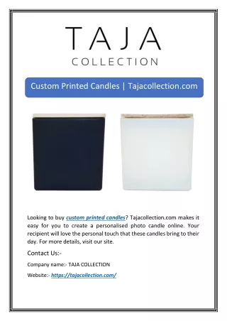 Custom Printed Candles | Tajacollection.com
