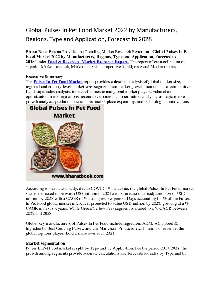 global pulses in pet food market 2022
