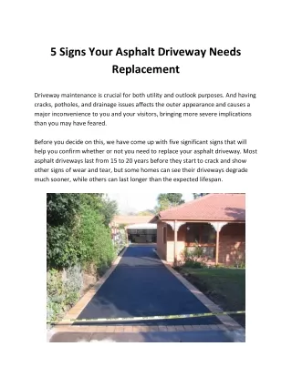 5 Signs Your Asphalt Driveway in Melbourne Needs Replacement