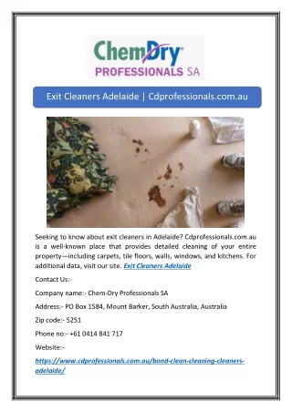 Exit Cleaners Adelaide | Cdprofessionals.com.au