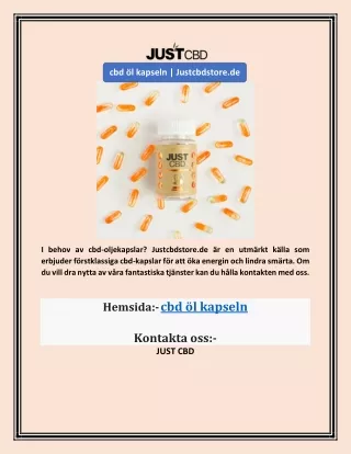 cbd öl kapseln | Justcbdstore.de