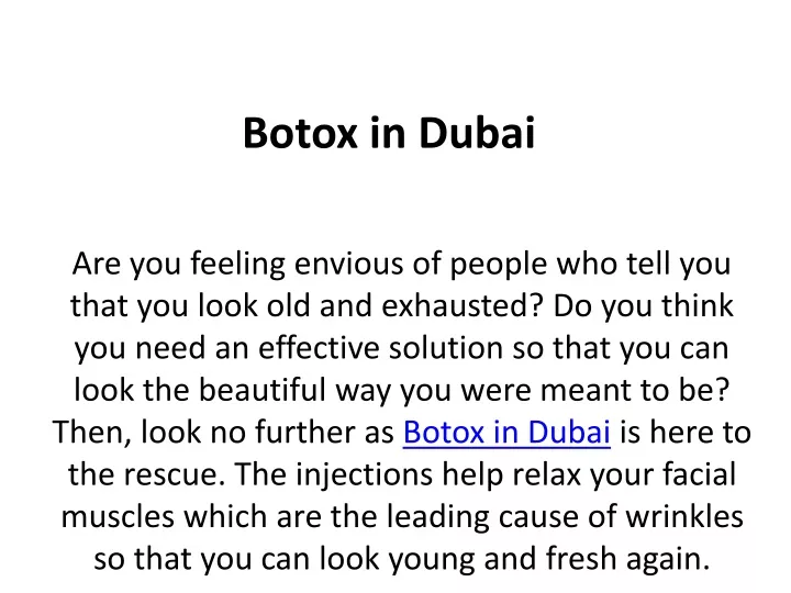 botox in dubai