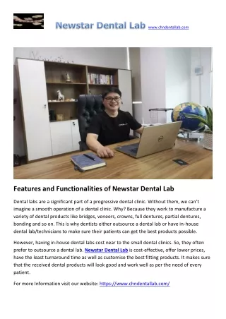 Outsourcing Dental Lab in China- Newstar Dental Lab