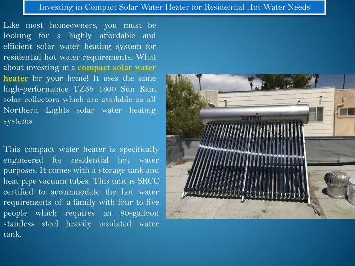 investing in compact solar water heater