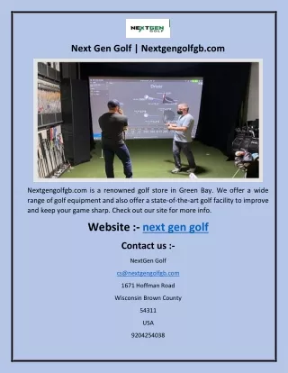 Next Gen Golf | Nextgengolfgb.com