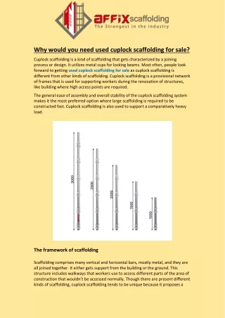 why would you need used cuplock scaffolding