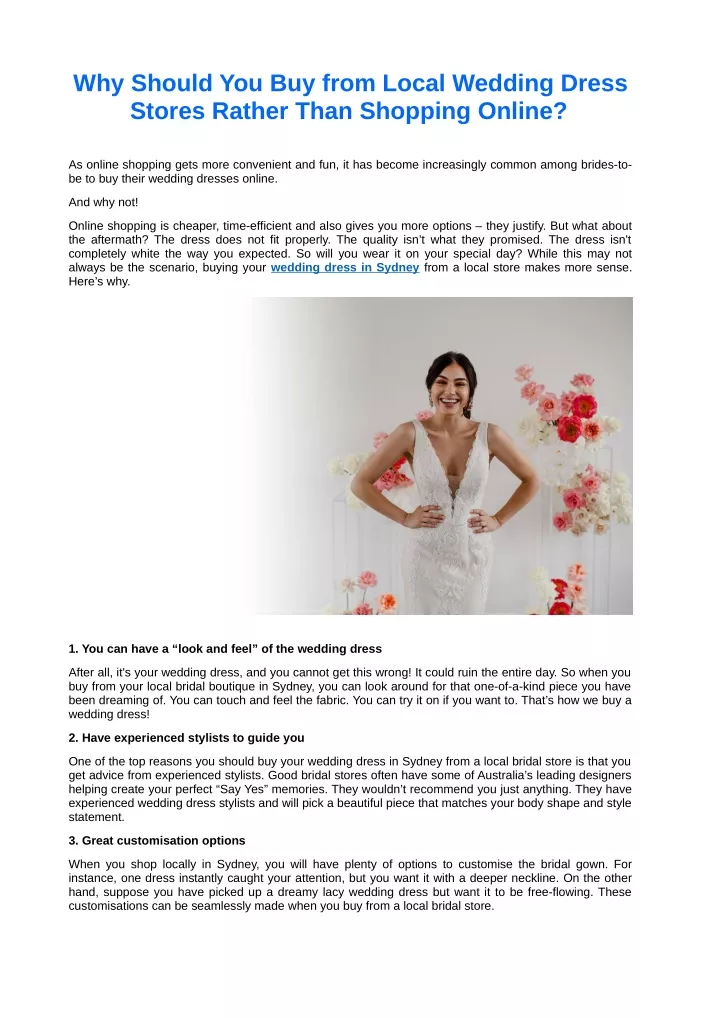 why should you buy from local wedding dress